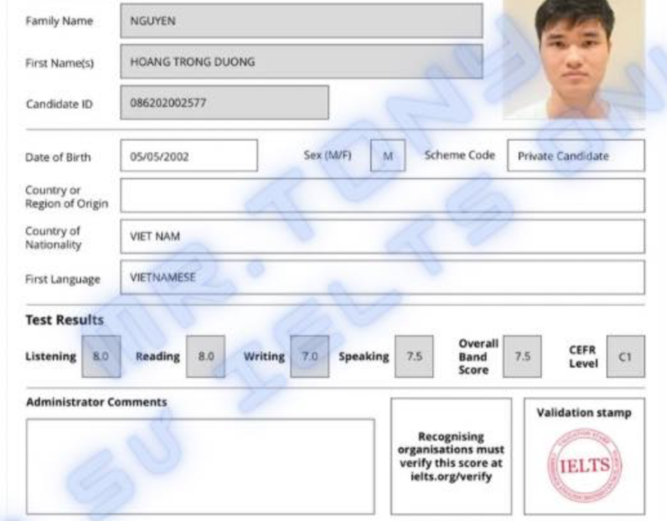 7.5 của học viên Mr Dương